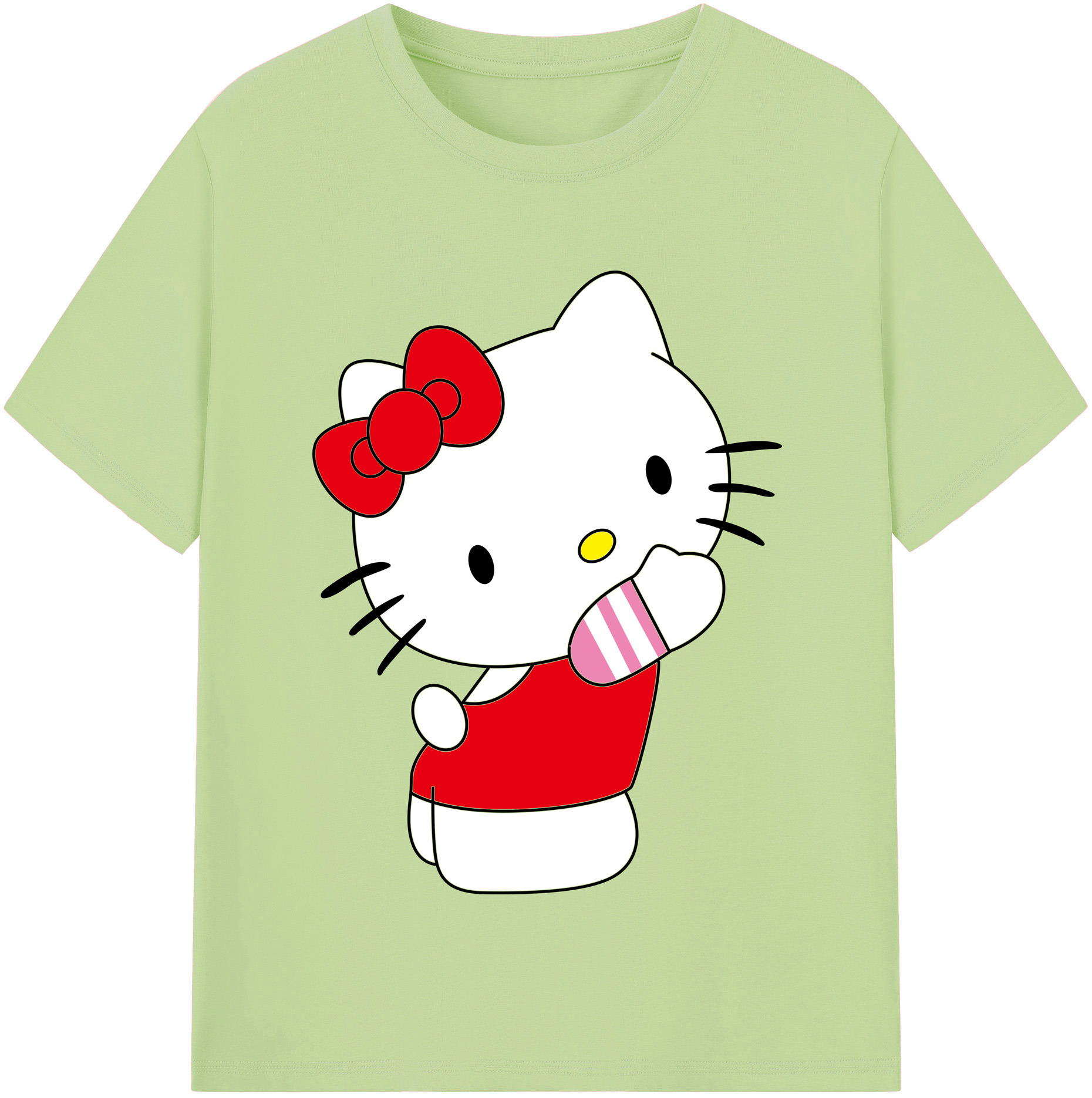 （画像用） Hello Kitty ハローキティ 綿100％半袖Tシャツ（フロントプリント）